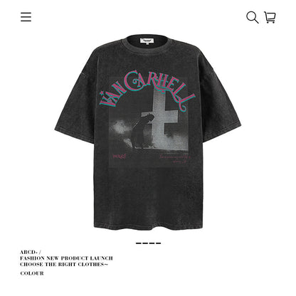 VANCARHELL Infomania Cat Hidden Stroke Black Wash T-shirt