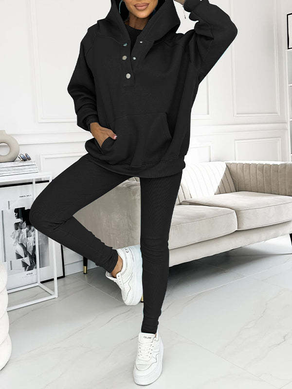 Women's Three Piece Lounge Set Hooded Sweatshirt Tank Top and Leggings Matching Tracksuit Casual Athleisure Outfit