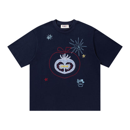 Magic Apple Graphic Oversized T-Shirt Short Sleeve Crew Neck Casual Summer Streetwear Tee | Magic Apple Tee