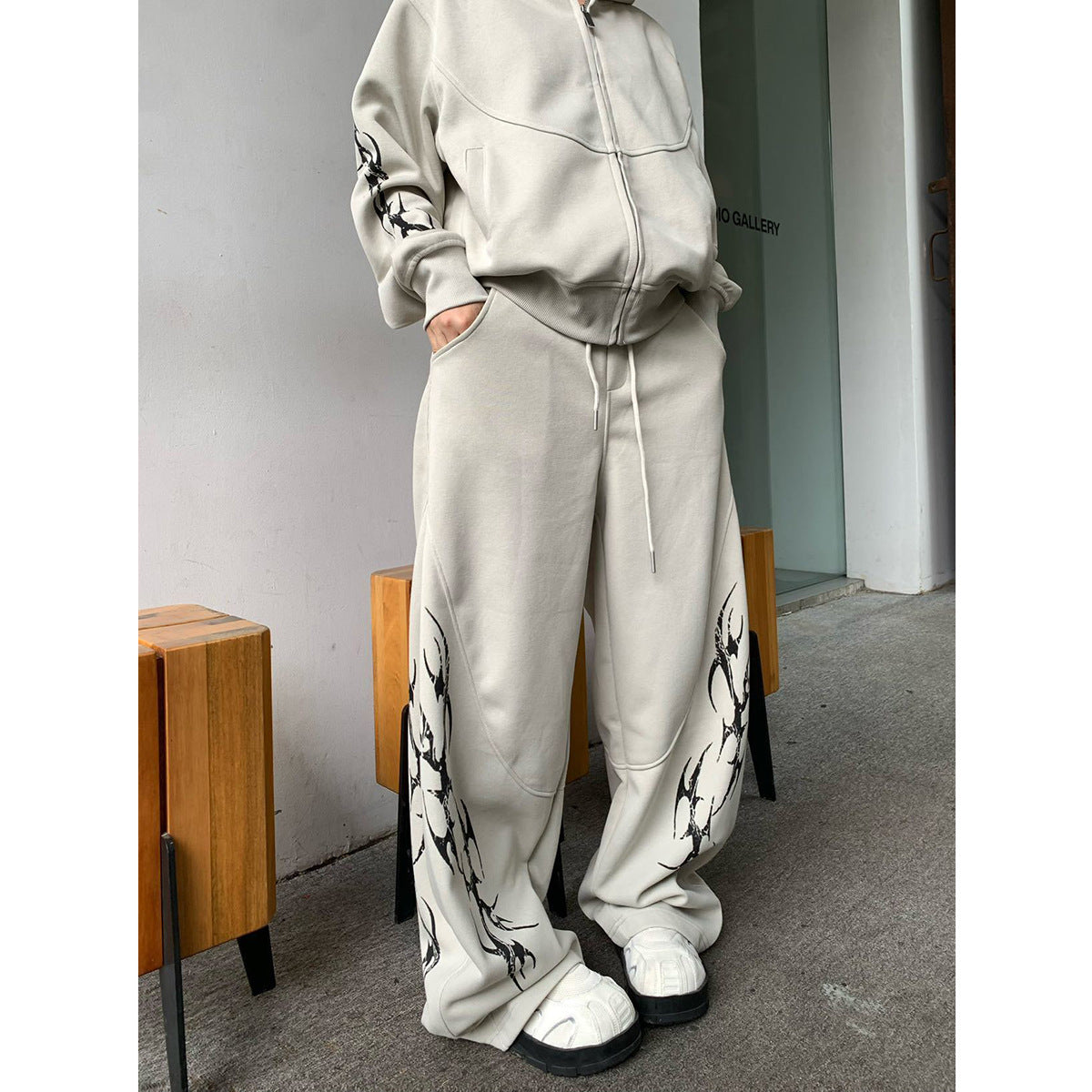 Tribal Graphic Zip Hoodie & Track Pants Set