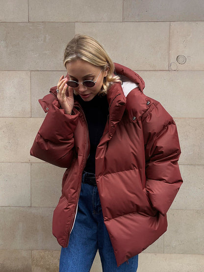 Women's 2025 Autumn Winter Europe America Loose Cotton Puffer Jacket Oversized Casual Unisex Coat 8 Colors | Color Pop Puffer