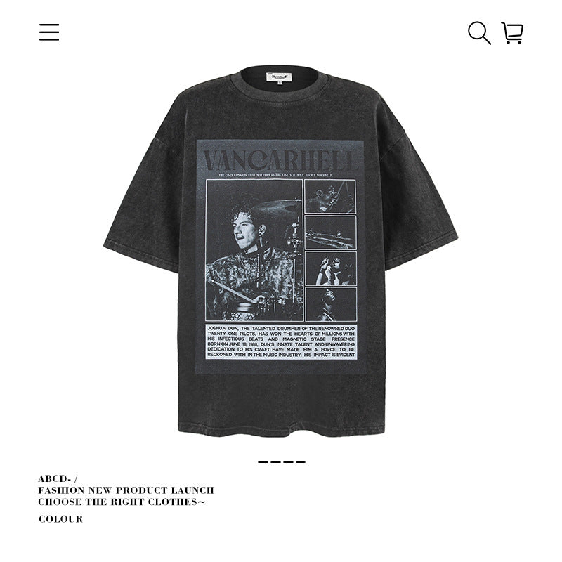 VANCARHELL Infomania Cat Hidden Stroke Black Wash T-shirt