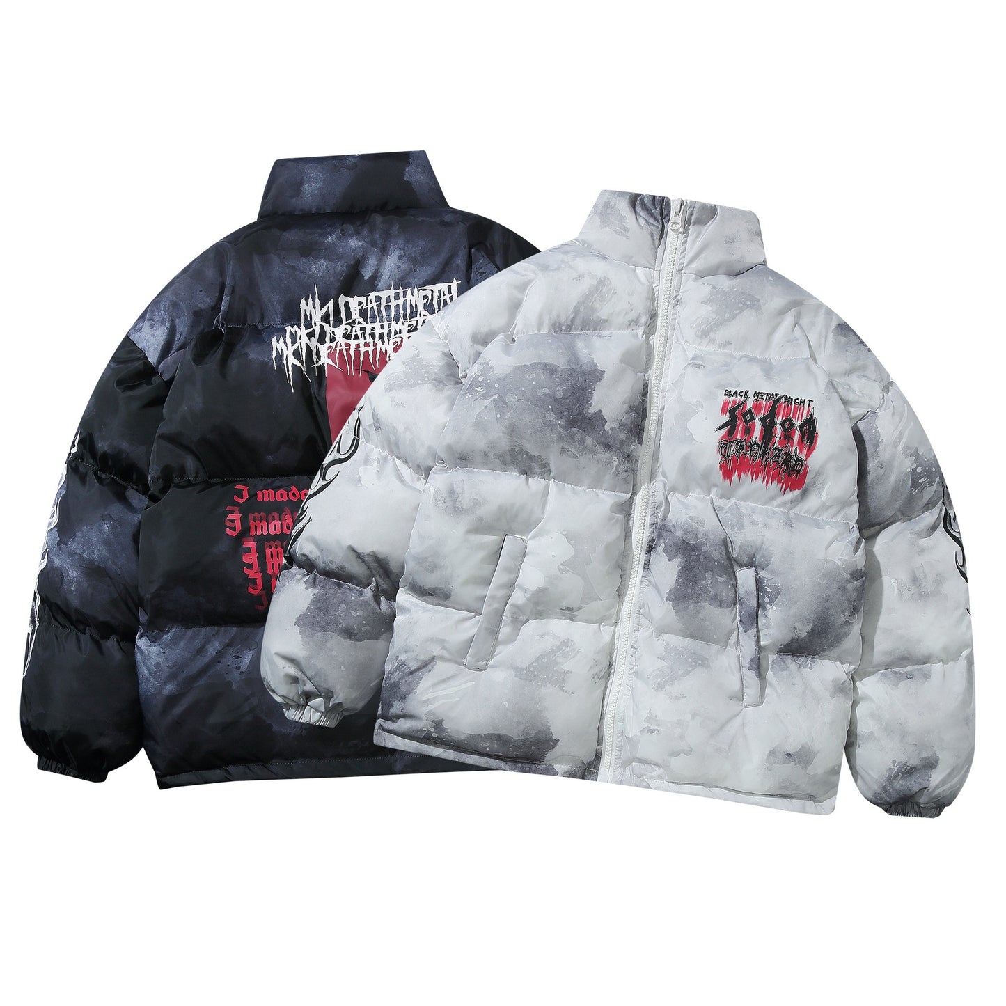 Women's American Street Oversized Hand-Stuffed Cotton Puffer Jacket Couple Autumn Winter Casual Unisex | Street Puffer Duo