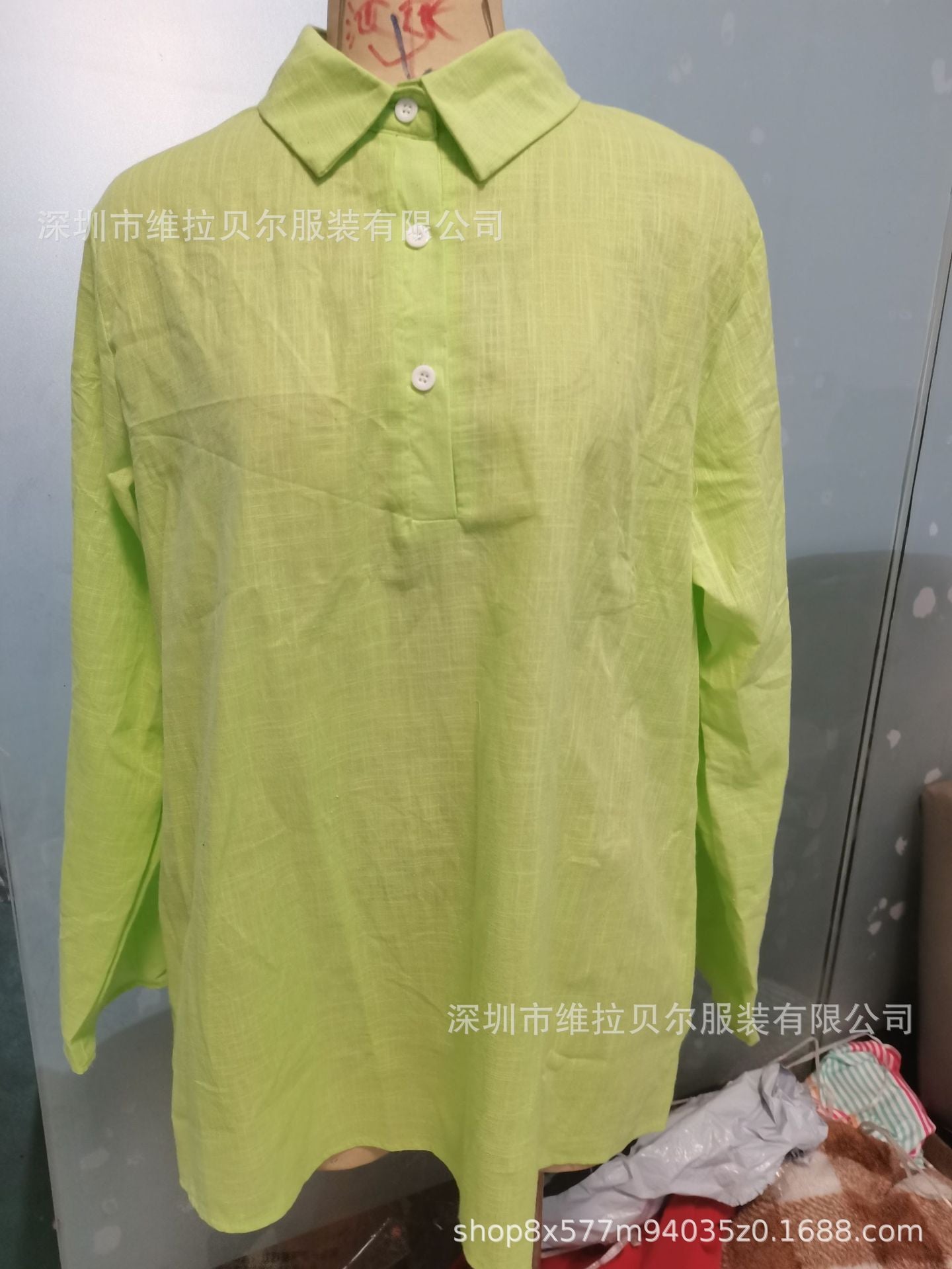 Women's Linen Blend V Neck Shirt Casual Loose Long Sleeve Blouse Lightweight Button Front Tunic Top