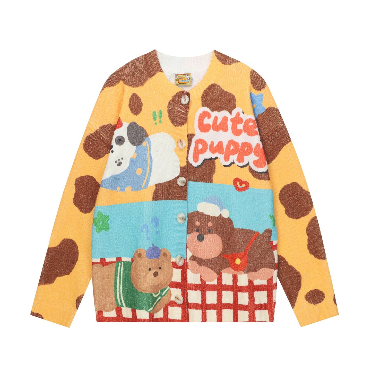 Full-Print Cartoon Cardigan Sweater Unisex Loose Fit Cute Kawaii Knit Open-Front Autumn Casual Couple Sweater | Toon Cardi