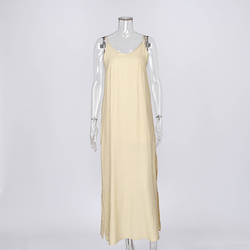 Suspender nightgown, long skirt, one-piece pajamas, comfortable and loose, can be worn outside women's loungewear - Seldom Seen Styles