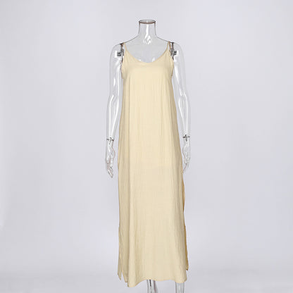 Suspender nightgown, long skirt, one-piece pajamas, comfortable and loose, can be worn outside women's loungewear