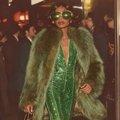 Weihnachts-Retro-Sexy Laser-Jumpsuits mit tiefem V-Ausschnitt