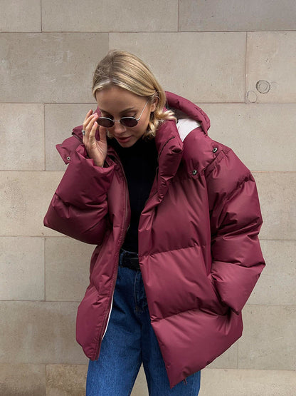 Women's 2025 Autumn Winter Europe America Loose Cotton Puffer Jacket Oversized Casual Unisex Coat 8 Colors | Color Pop Puffer