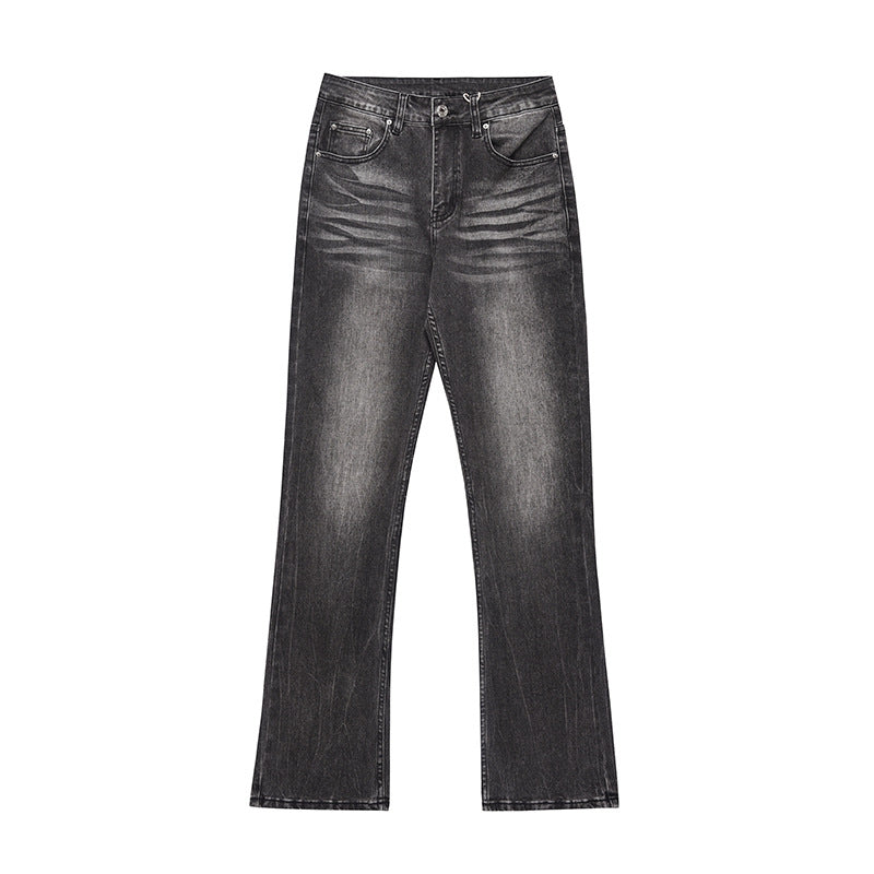 DARKAGE Vintage Wash Black Flared Denim Jeans