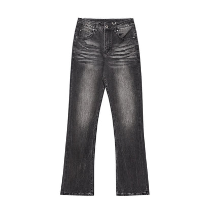 DARKAGE Vintage Wash Black Flared Denim Jeans