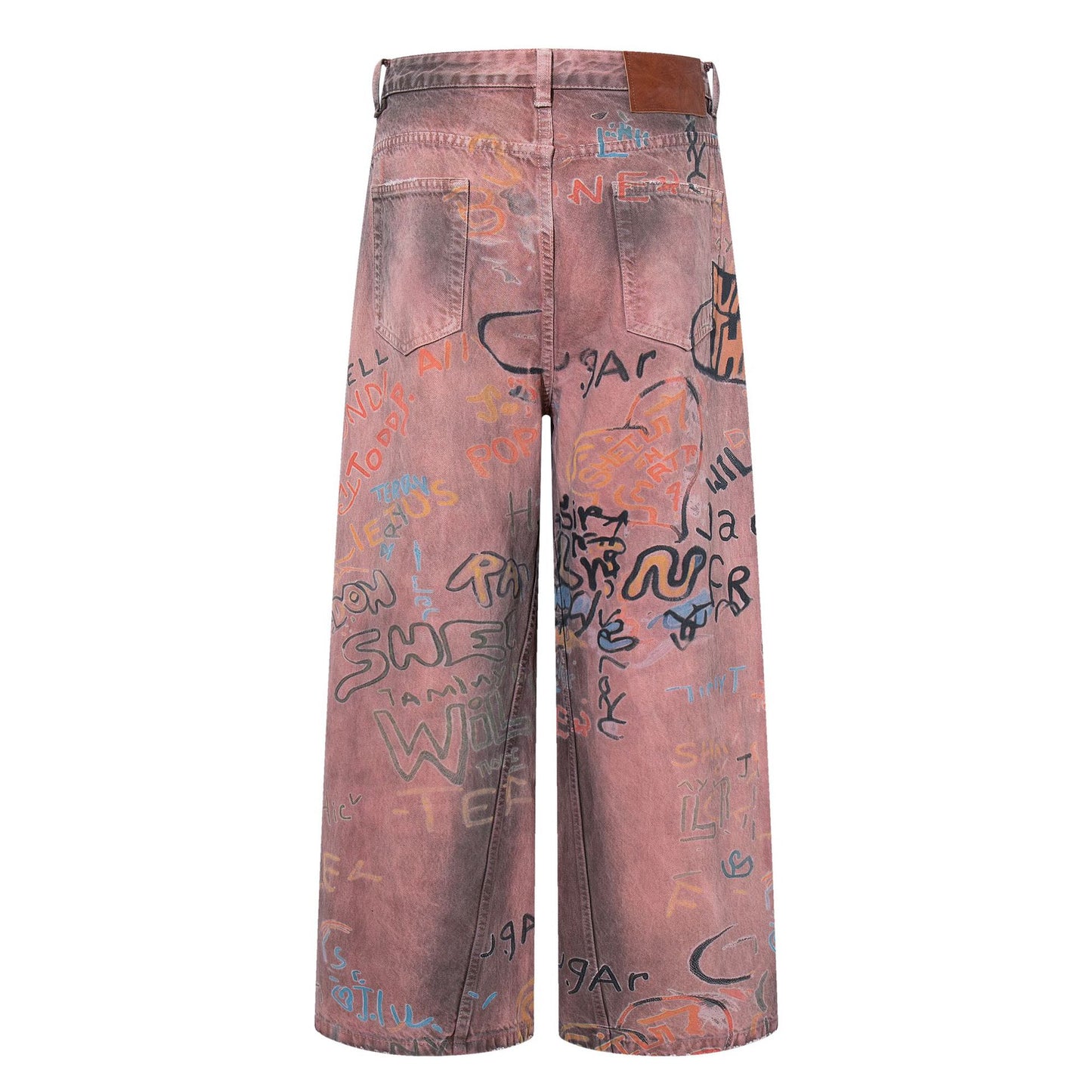 Letter Graffiti Design Loose Straight Denim Trousers Retro American Niche Streetwear Casual Spring Summer Jeans | Letter Drift