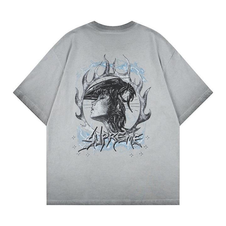 Graphic Print Short Sleeve T-Shirt Rhinestone Diamond Hip Hop Oversized Loose Fit Streetwear Punk Couple Summer Casual Tee | Drip Tee