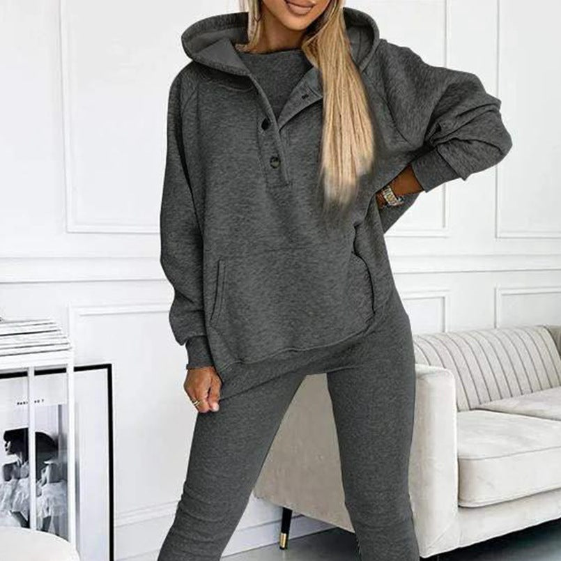 Women's Three Piece Lounge Set Hooded Sweatshirt Tank Top and Leggings Matching Tracksuit Casual Athleisure Outfit