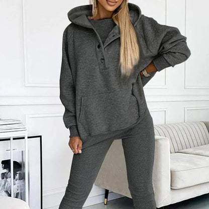 Women's Three Piece Lounge Set Hooded Sweatshirt Tank Top and Leggings Matching Tracksuit Casual Athleisure Outfit