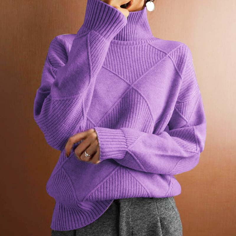Erica | Textured Turtleneck Knit Sweater - Seldom Seen Styles