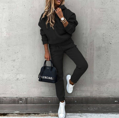 Women's Fleece Hoodie and Jogger Set Oversized Tracksuit Two Piece Lounge Set Casual Sweat Suit