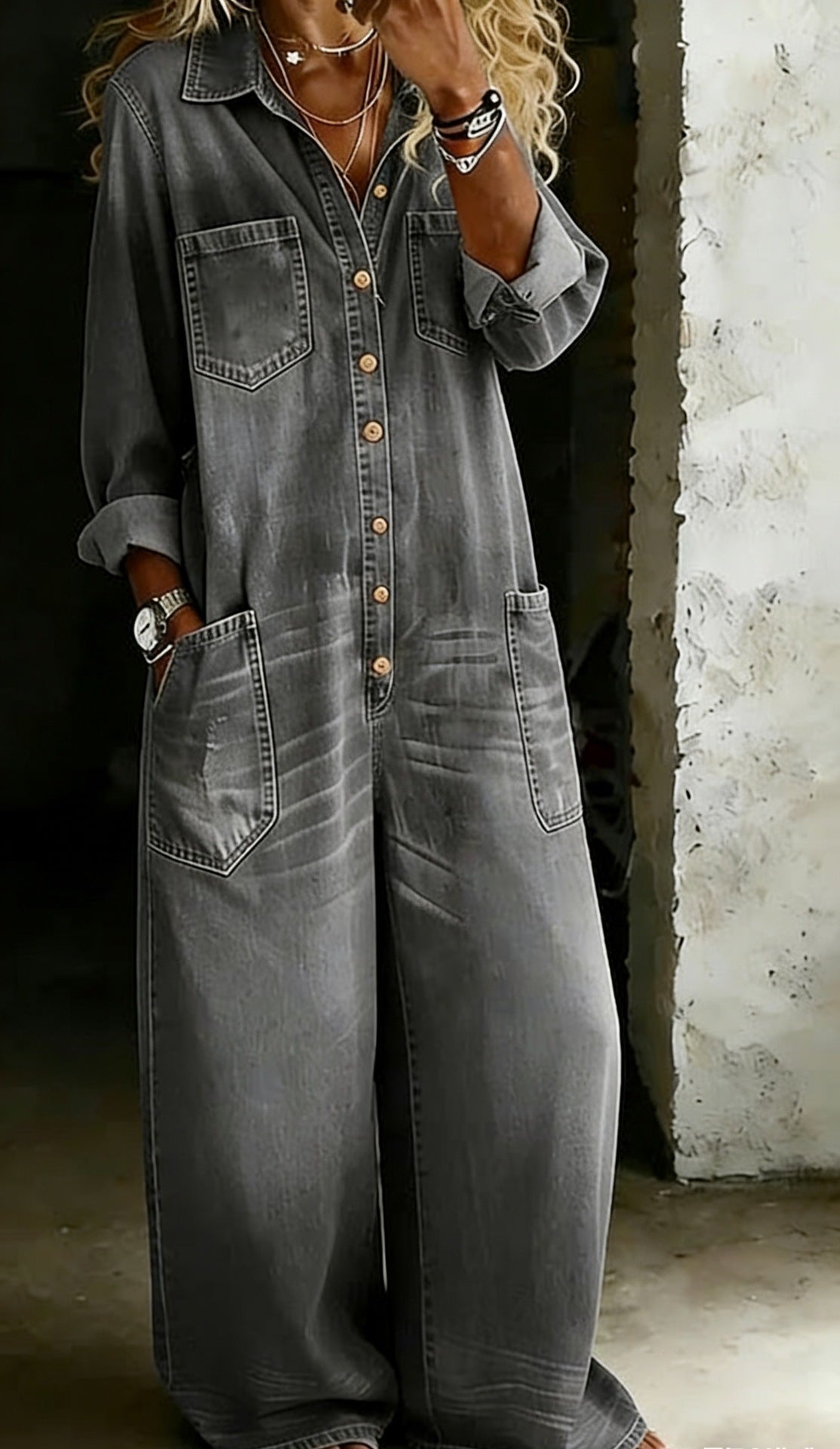 Women's Cotton Casual Jumpsuit Loose Fit Ankle Length Patch Pocket Summer Lounge Outfit - Seldom Seen Styles