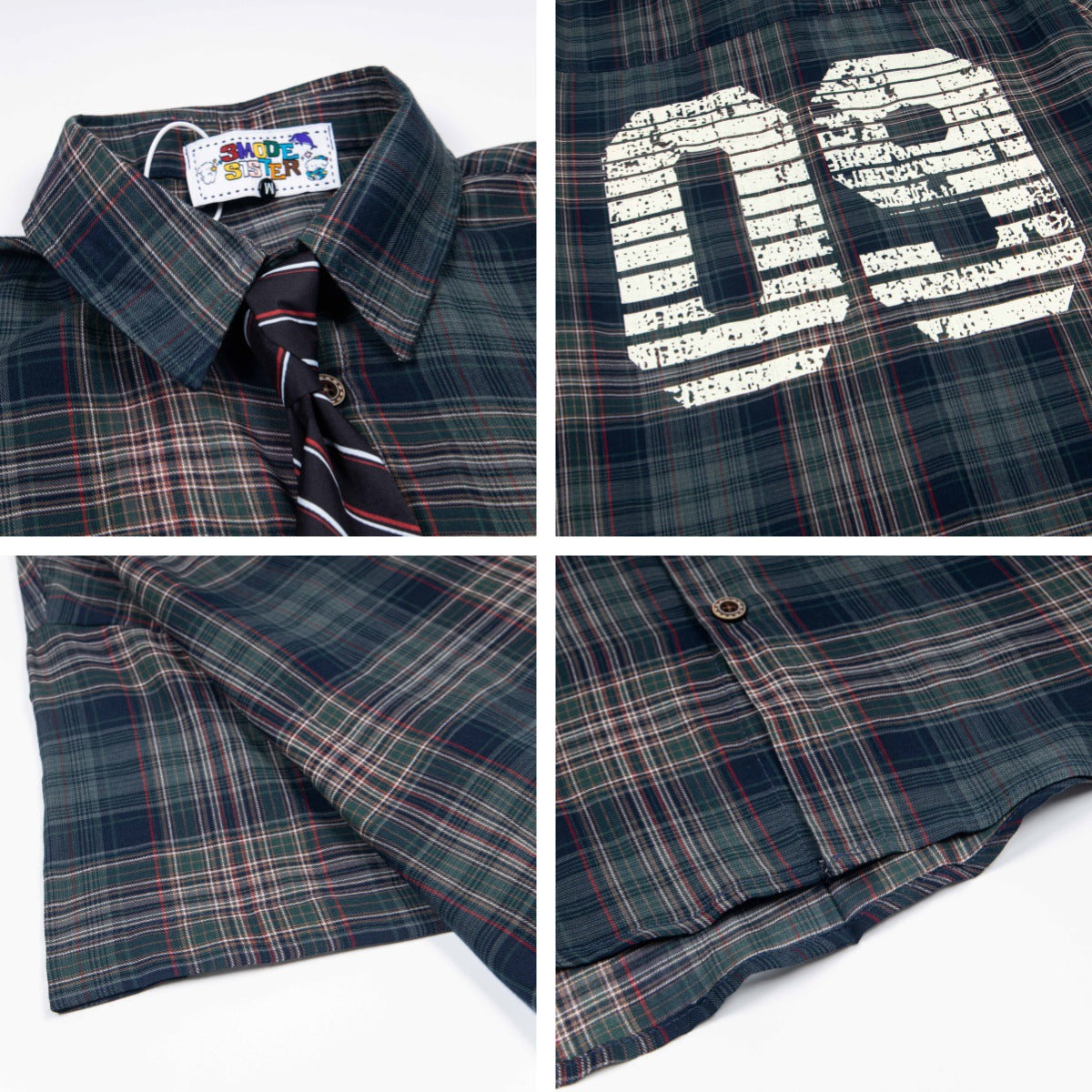 Varsity Plaid '09 Men's Oversized Sleeve Shirt