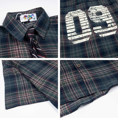 Varsity Plaid '09 Men's Oversized Sleeve Shirt