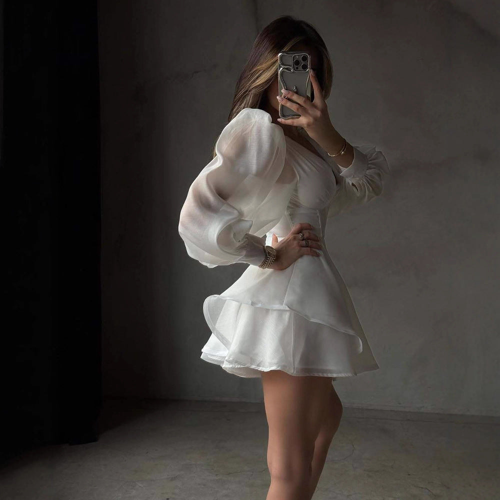 Women's Dress Long-sleeved Chiffon A- Hem Casual Solid Dresses - Seldom Seen Styles
