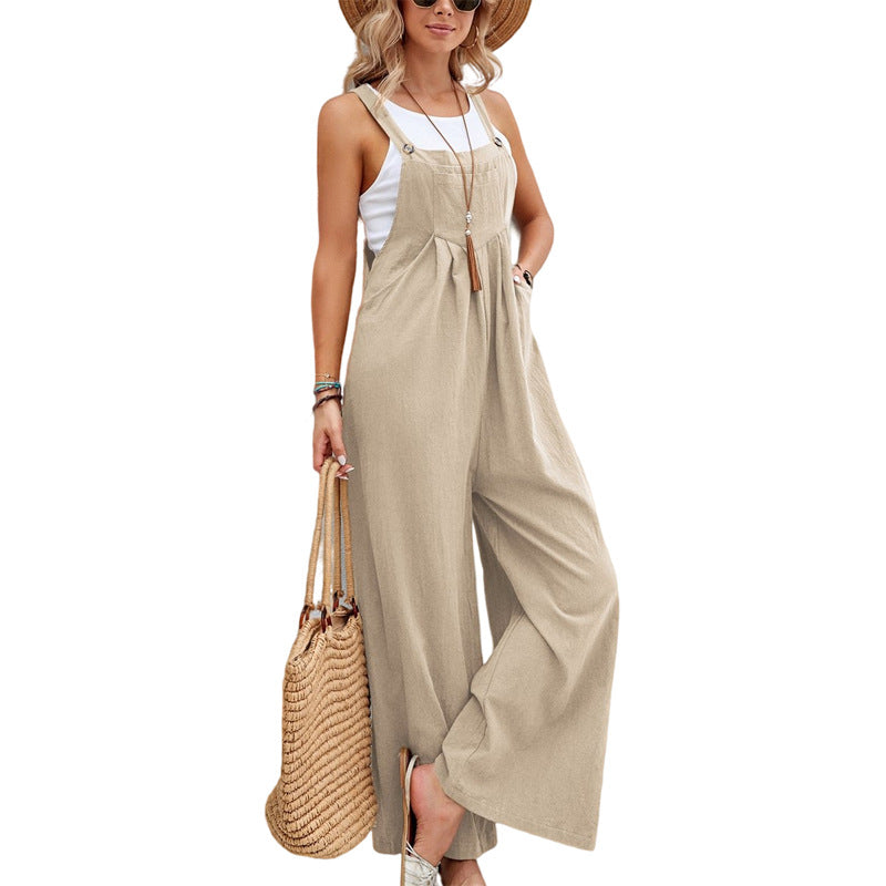 Gardaly Strap-Button Wide-Leg Sleeveless Jumpsuit - Seldom Seen Styles