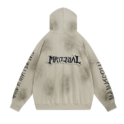 Oversize Patch Graffiti Zipper Hoodie