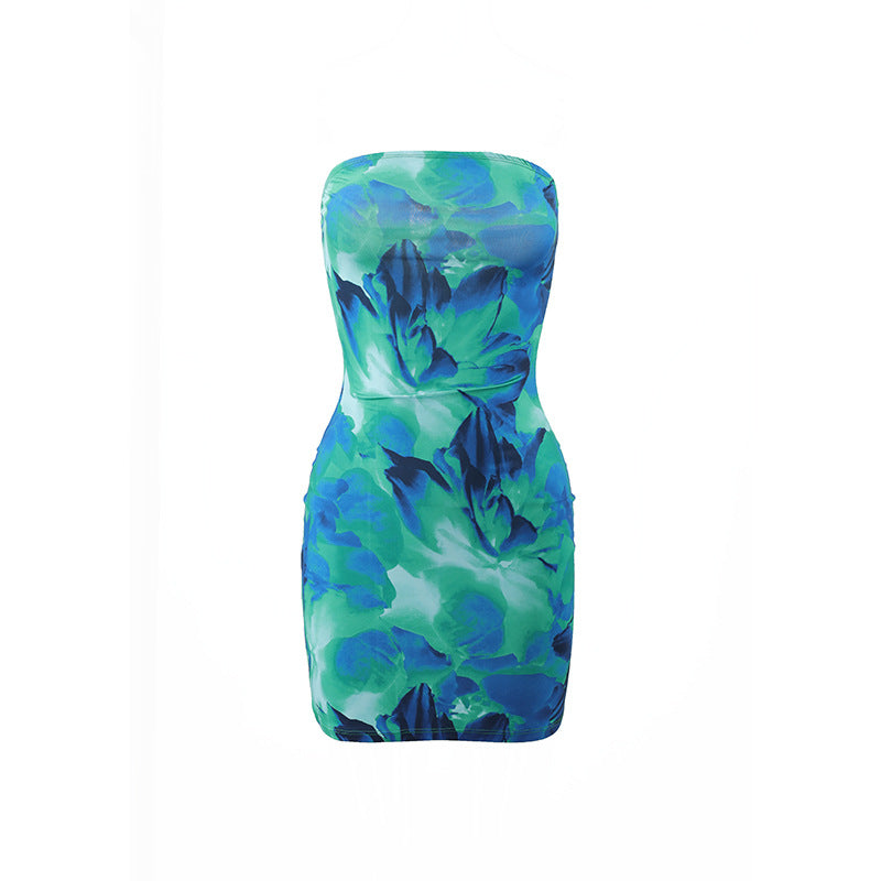 Women's Strapless Floral Mini Dress Bodycon Summer Tube Top Party Dress - Seldom Seen Styles