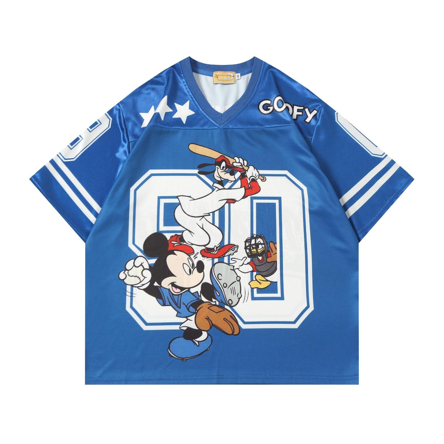 Cartoon Baseball Print Short Sleeve T-Shirt Unisex Loose Fit American Streetwear Casual Couple Graphic Tee | Ball Toon