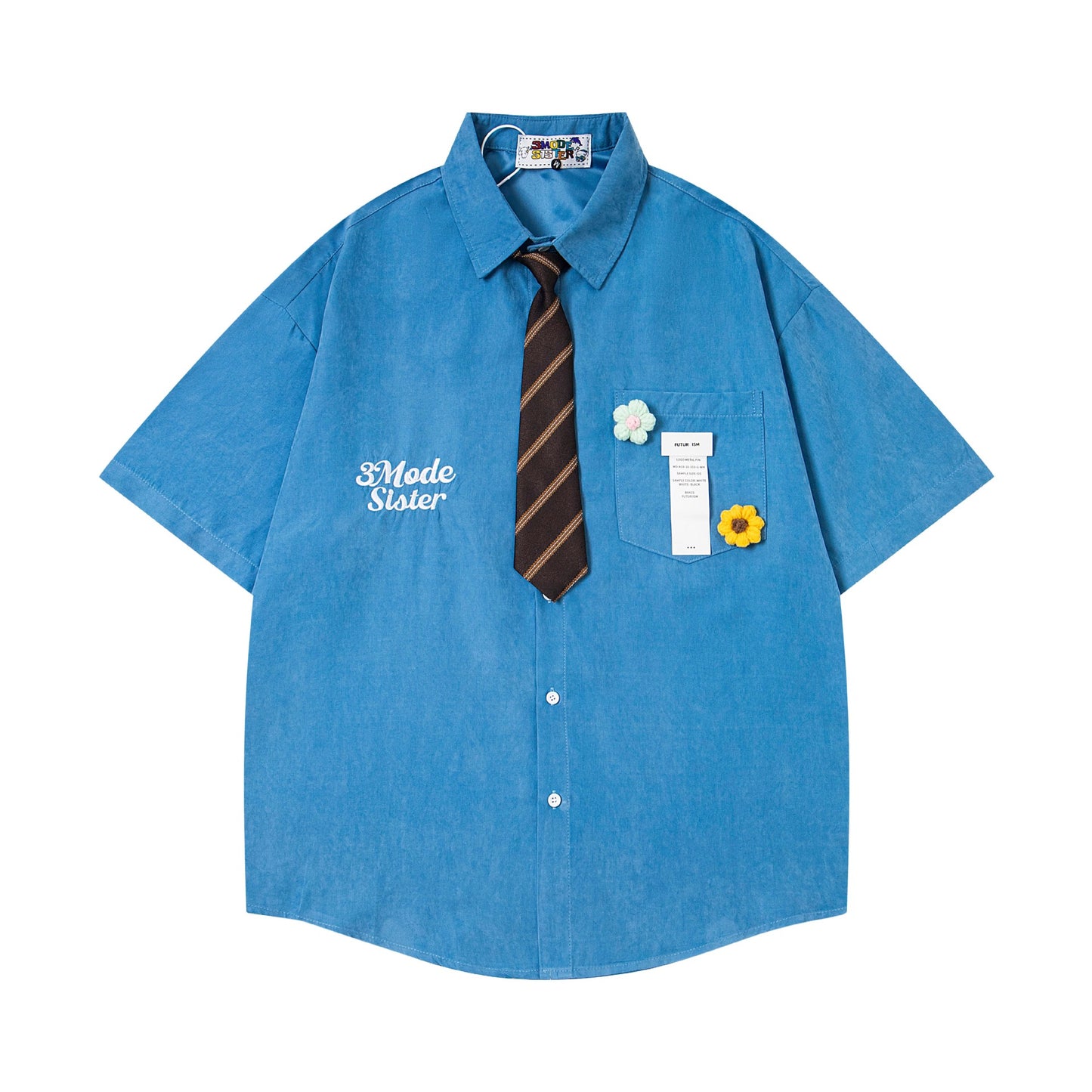 3MODE SISTER Japanese Retro Short-Sleeved Shirt with Tie