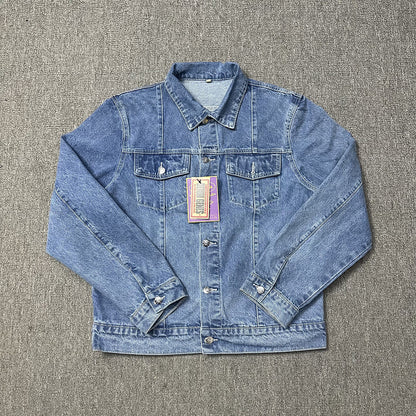Alcatraz Denim Jacket and Jeans Set Vintage Washed Streetwear Two Piece Outfit Unisex High Street Denim Suit