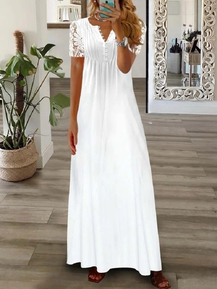Women's Lace Maxi Dress Long Sleeve Boho Spring Summer Casual Dress - Seldom Seen Styles