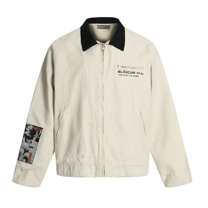 Oversized Vintage Tooling Jacket Loose Fit Cotton Cargo Streetwear Spring Fall Unisex Short Coat | Retro Haul