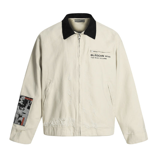 Oversized Vintage Tooling Jacket Loose Fit Cotton Cargo Streetwear Spring Fall Unisex Short Coat | Retro Haul