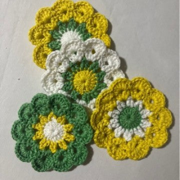Handmade Crochet Flower Coaster Wool Woven Heat Resistant Tea Mat Nordic Boho Home Decor Gift