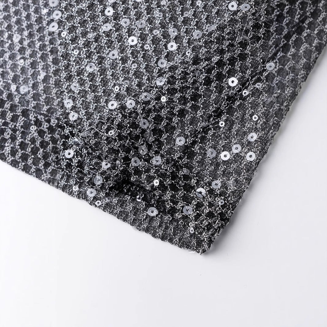 WDIRARA Men's Rhinestone Mesh Sheer T Shirt