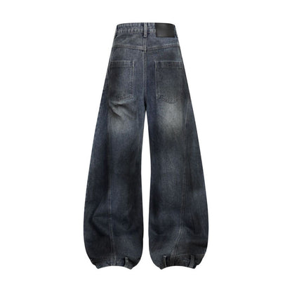 Men's Washed Ripped Hole Deconstruction Splicing Straight Jeans Loose Wide Leg Denim Pants Retro American Streetwear Casual Summer | Rip Splice
