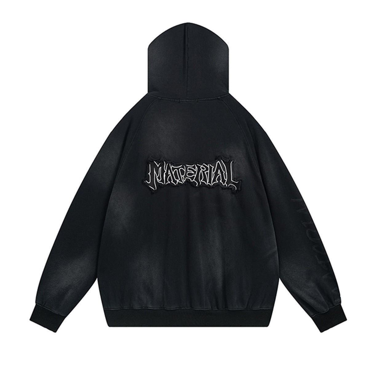 Oversize Patch Graffiti Zipper Hoodie