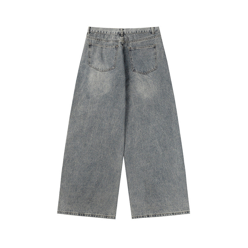 DARKAGE Raw Edge Four-Pointed Star Wide-Leg Jeans