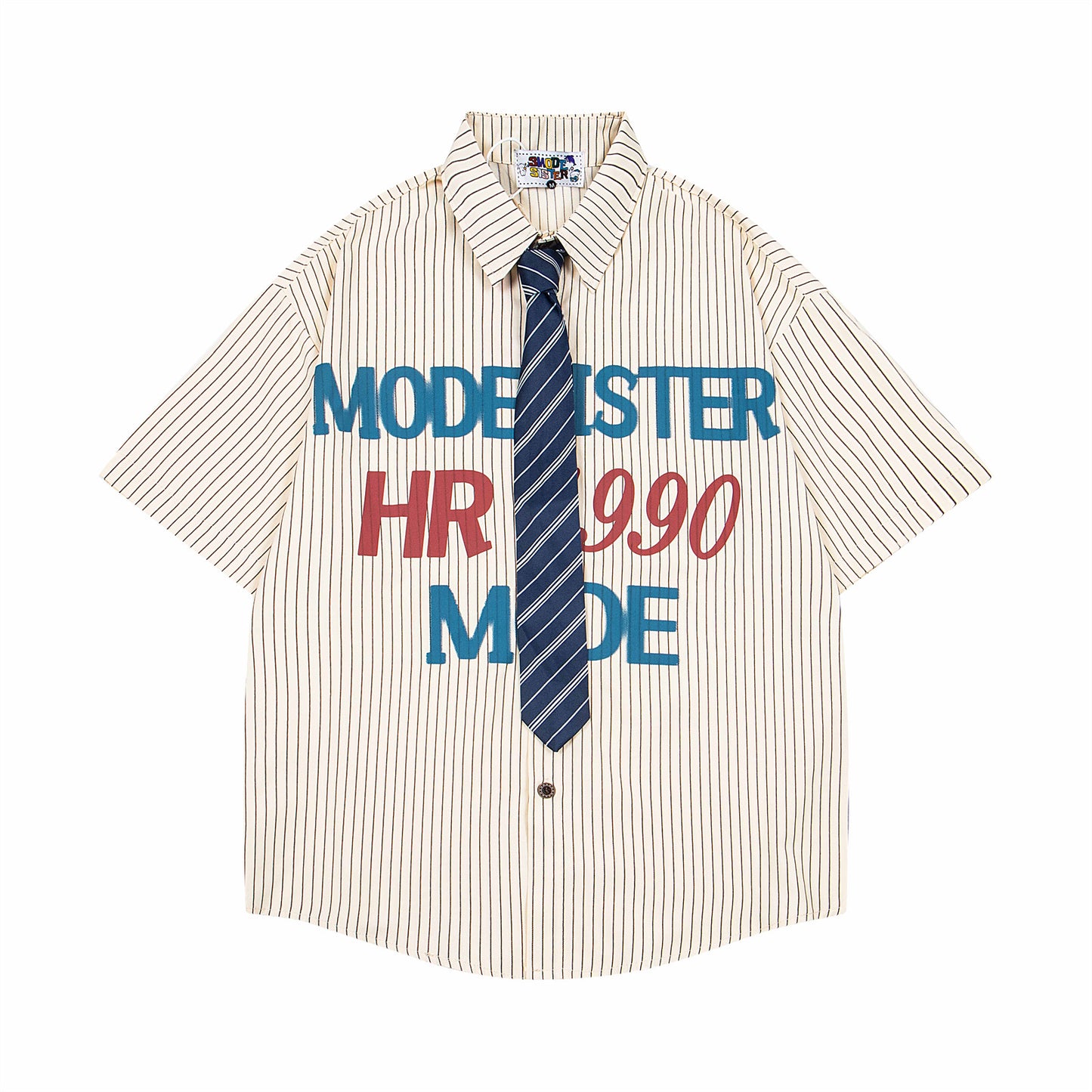 Mode 1990 Casual Business Oversized Tie Shirt