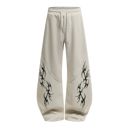 Tribal Graphic Wide Leg Drawstring Sweatpants