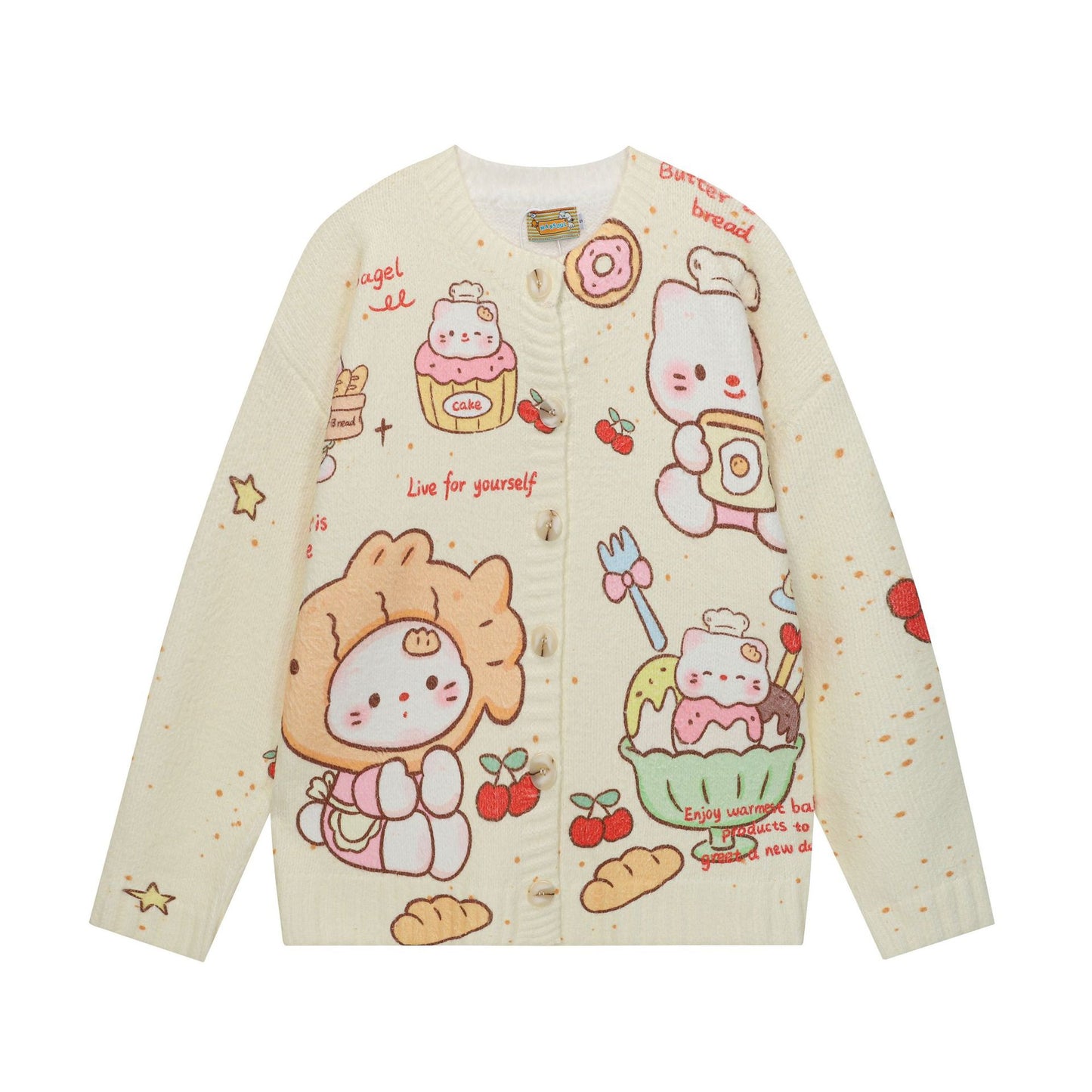 Full-Print Cartoon Cardigan Sweater Unisex Loose Fit Cute Kawaii Knit Open-Front Autumn Casual Couple Sweater | Toon Cardi