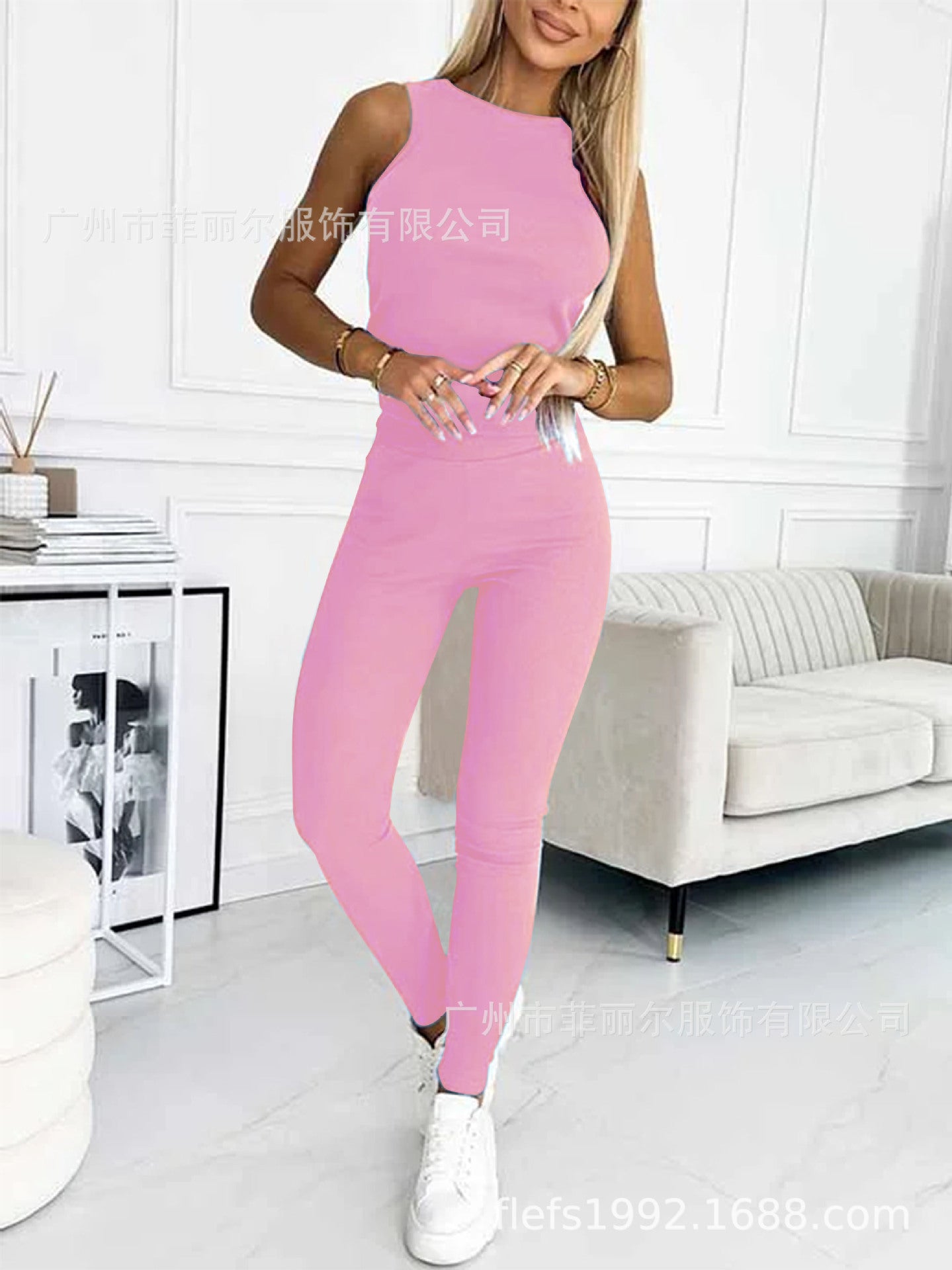 Women's Three Piece Lounge Set Hooded Sweatshirt Tank Top and Leggings Matching Tracksuit Casual Athleisure Outfit