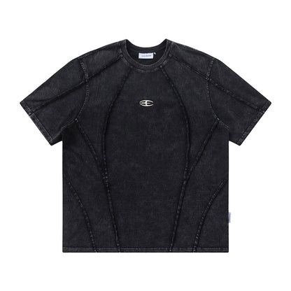 Oversized Split Splicing Raw Edge Round Neck Short Sleeve T-Shirt Washed Vintage Deconstructed Streetwear Summer Casual Tee | Split Edge Tee