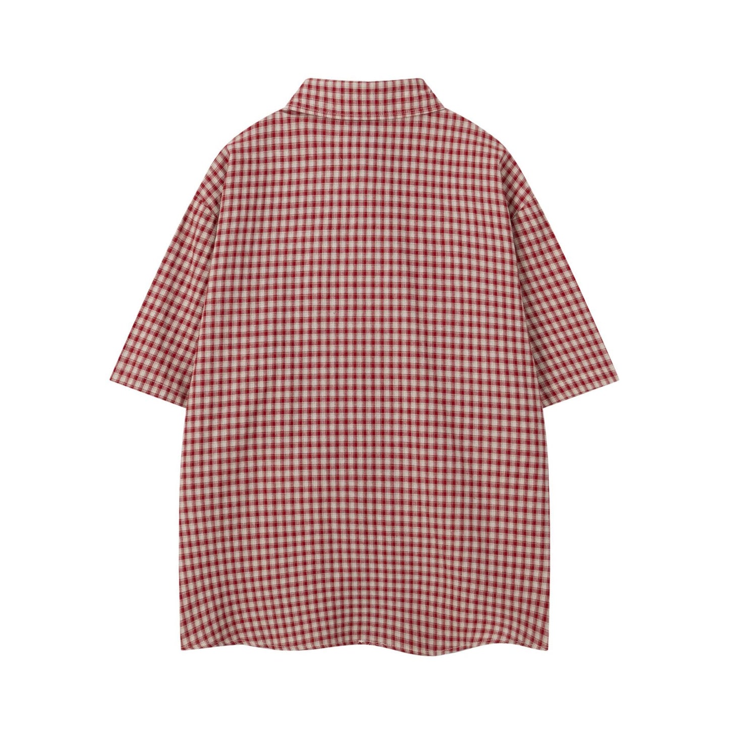 Moment Plaid Embroidery Short Sleeve Shirt Oversized Casual Summer Streetwear Top | Moment Plaid Shirt