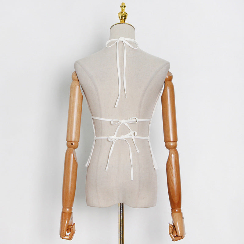 Sexy sweet and spicy spring new halter lace-up turtleneck sleeveless design vest small suspender top women - Seldom Seen Styles