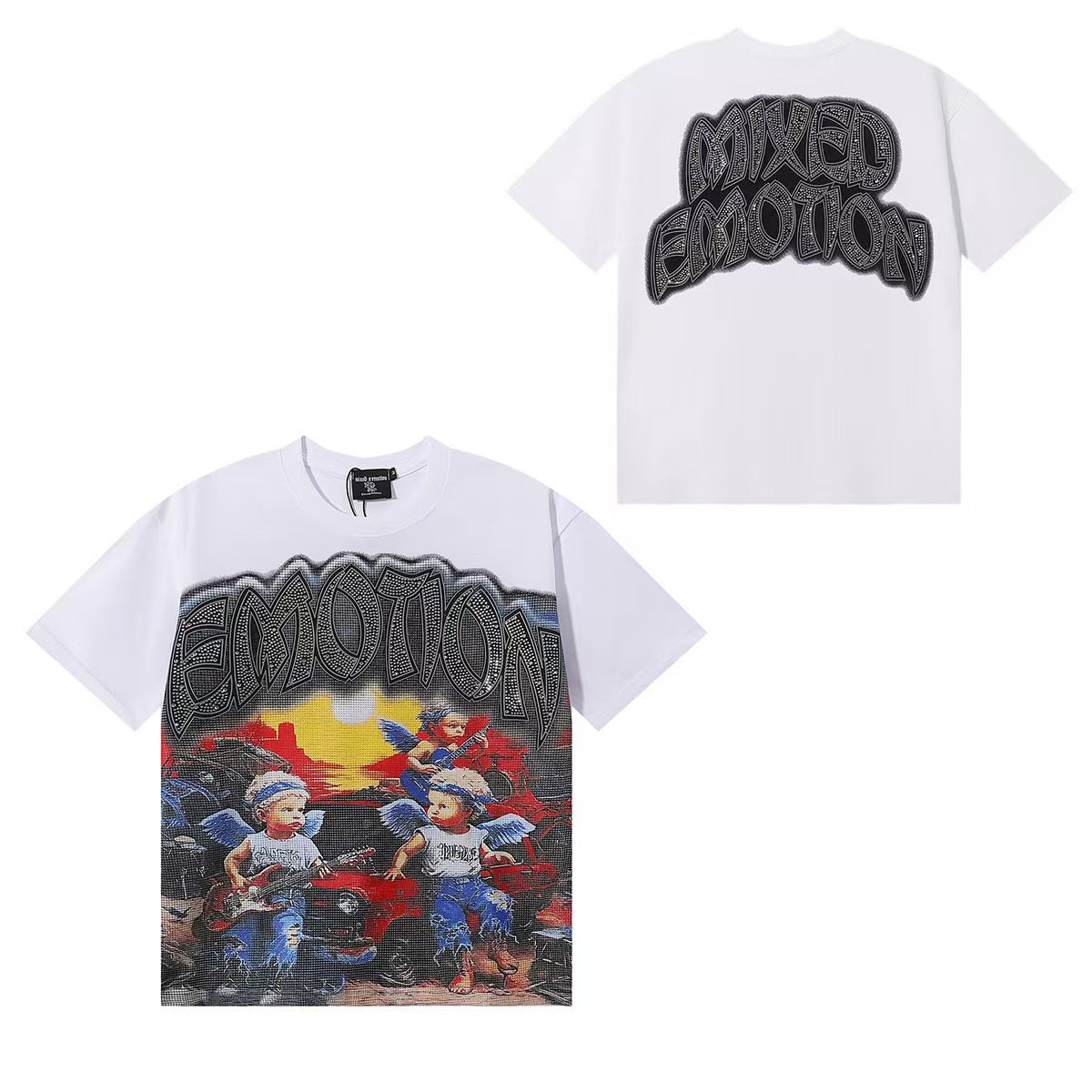 MIXED EMOTIONS Diamond Angel Jetski Rhinestone Tee