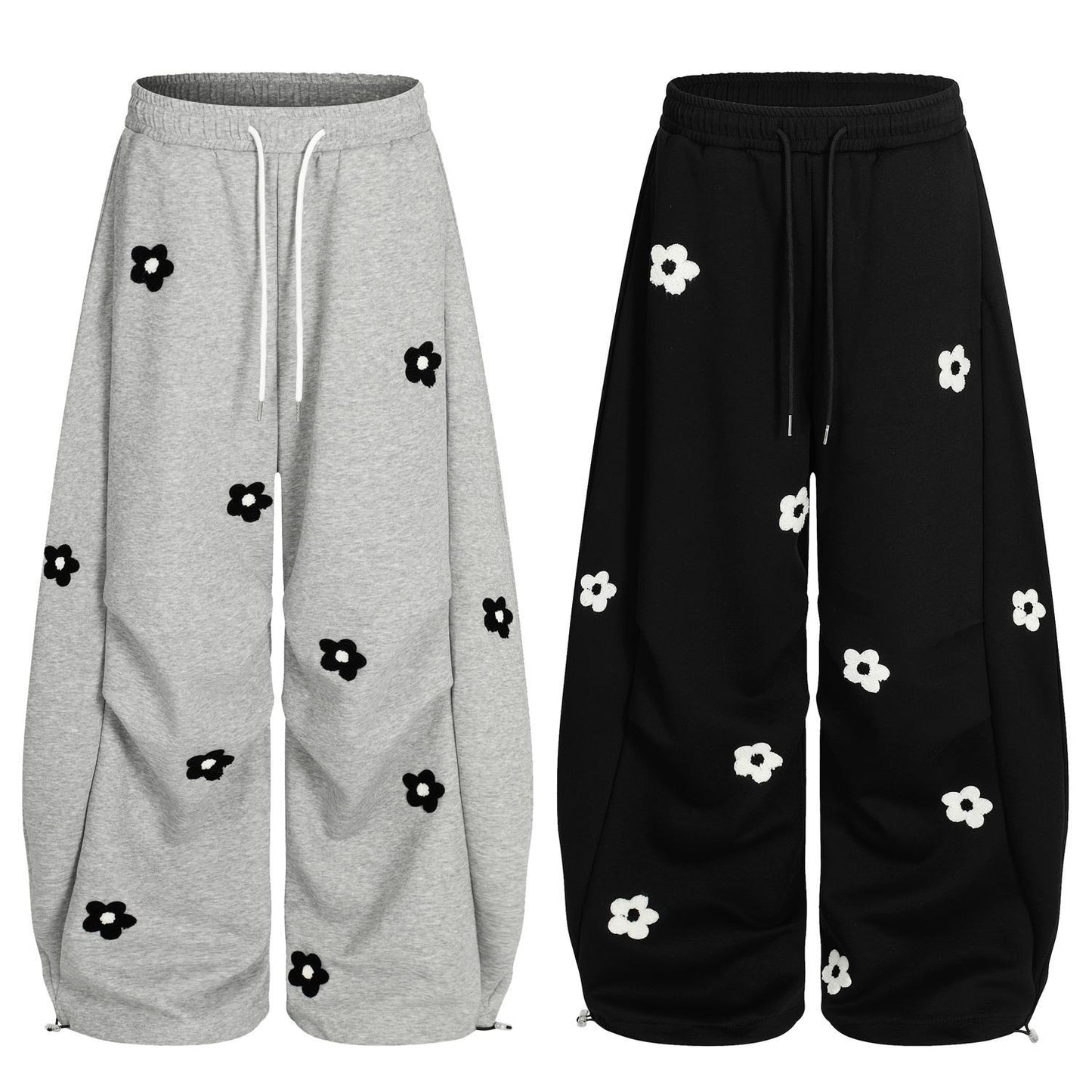 DARKAGE Floral Chenille Patchwork Sweatpants