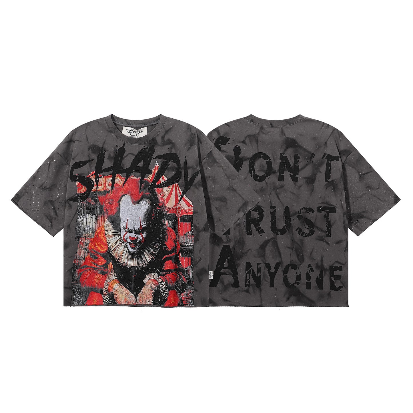 DARKAGE Skull Biker Lightning Vintage Washed Heavyweight Tee