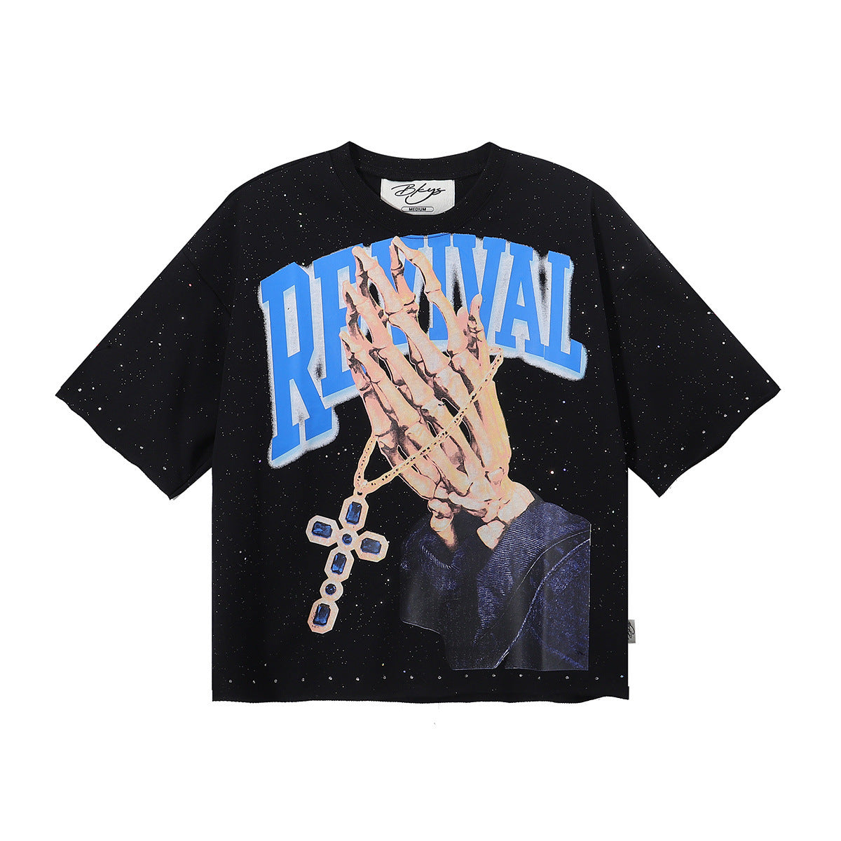 DARKAGE Skull Biker Lightning Vintage Washed Heavyweight Tee